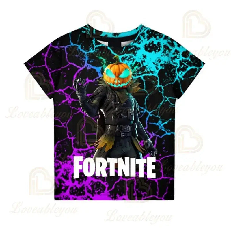 Μπλουζάκι Fortnite για αγόρια, παιδικές μπλούζες καλοκαιρινές, ρούχα για παιδιά, 3D αστεράτα γραφικά Battle Royale παιχνιδιού, T-shirt για νήπια, μπλούζα Tee για κορίτσια