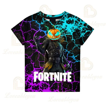 Μπλουζάκι Fortnite για αγόρια, παιδικές μπλούζες καλοκαιρινές, ρούχα για παιδιά, 3D αστεράτα γραφικά Battle Royale παιχνιδιού, T-shirt για νήπια, μπλούζα Tee για κορίτσια