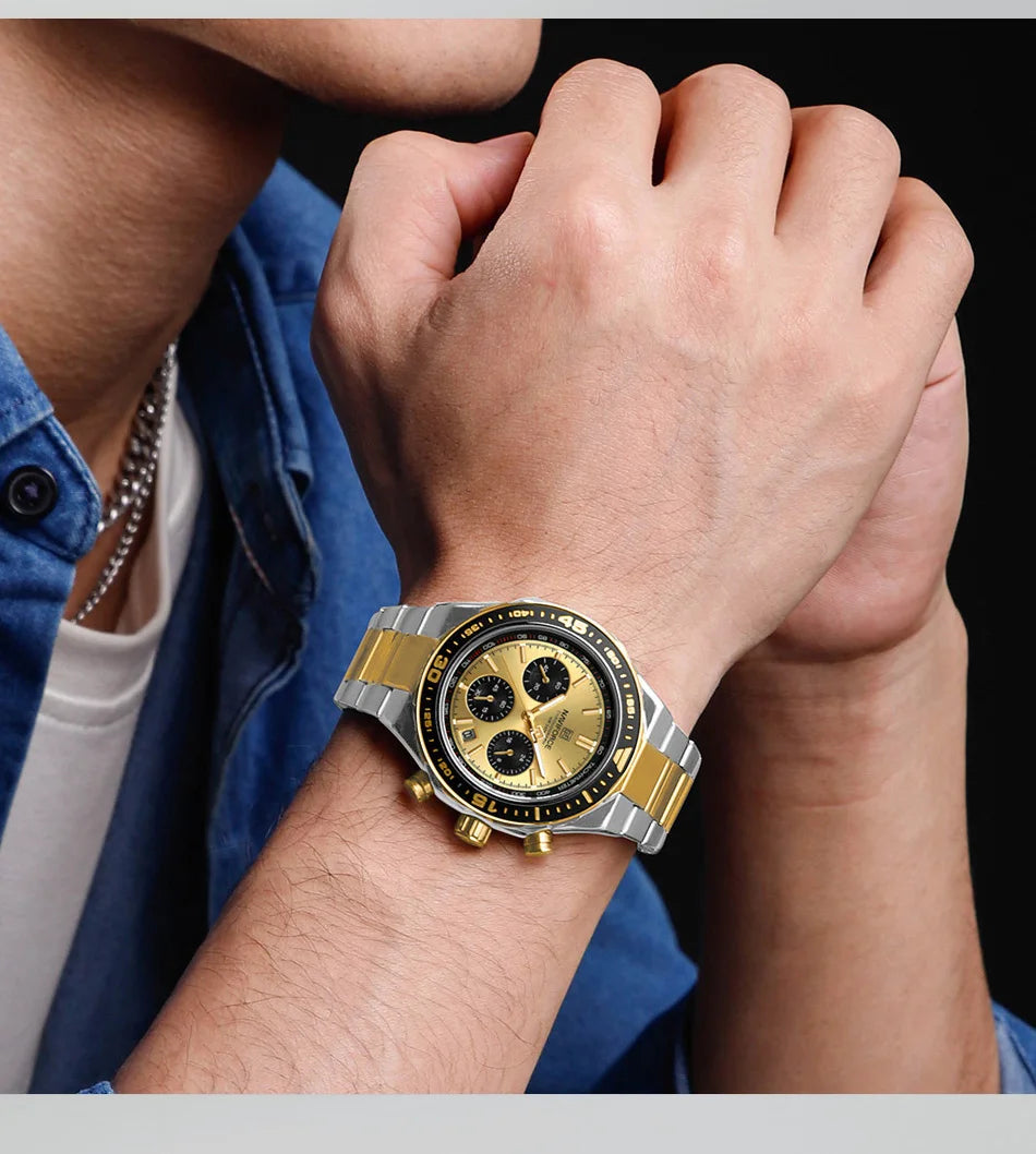 NAVIFORCE Men's Watches Quartz Fashion Business Classic Water Resistant Stainless Steel Strap WristWatch New Male Clock in 2024