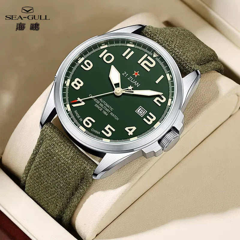 Seagull D581 Men's Automatic Mechanical Watch Military Retro Fashion Clock  Luminous Waterproof Sport Wristwatch Mens Gift