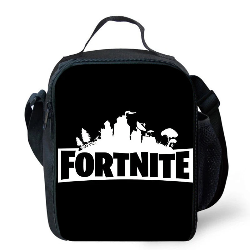 Saco de Almoço Térmico Isolado com Desenho Animado Fofo, Recipiente para Alimentos à Prova de Fugas, Reutilizável, Saco Frigorífico de Almoço Fortnite para Crianças e Estudantes