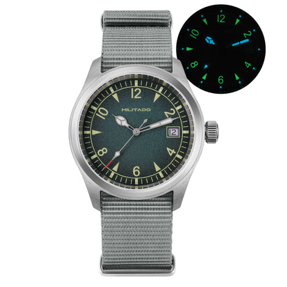 Militado ML08 Switzerland Ronda 515 Quartz Movement Double Sapphire Crystal  BGW9 Luminous 10Bar Waterproof 38mm Vintage Watch