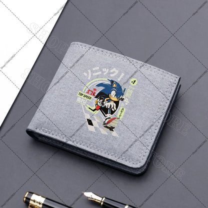 Sonics Mens Purses Men Wallets Cartoon Anime Graphic Print Cute Purse Portable Large Capacity Card Packs Birthday Party Gifts