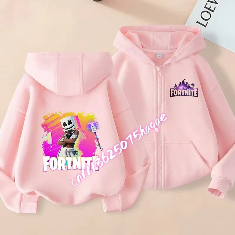 Kid Outdoor Jacket Cartoon Fortnite Girl Boy Sweatshirt Coat High-Quality Thin Windbreaker Girl Autumn Zip Jacket Clothing Tops