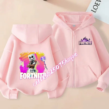 Kid Outdoor Jacket Cartoon Fortnite Girl Boy Sweatshirt Coat High-Quality Thin Windbreaker Girl Autumn Zip Jacket Clothing Tops