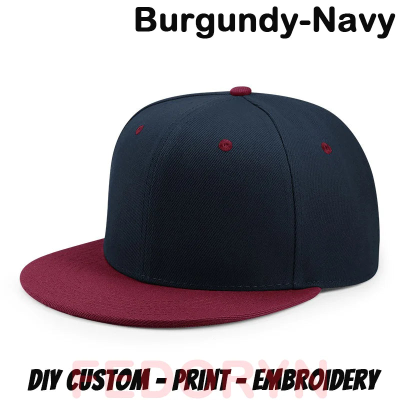 Fedoryn Custom Snapback Caps Splice Color Embroidery Hip Hop Cap for Women and Men DIY LOGO Design Print Hats Unisex Wholesale