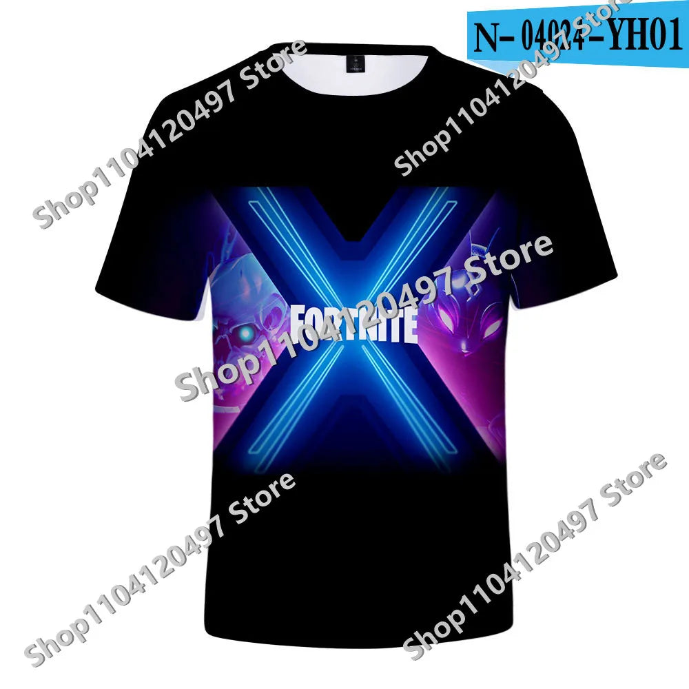 Japanese Anime Fortnite Summer T-shirt for Men and Women Battle Royale Short-Sleeved Casual Comfortable Loose Harajuku Streetwear
