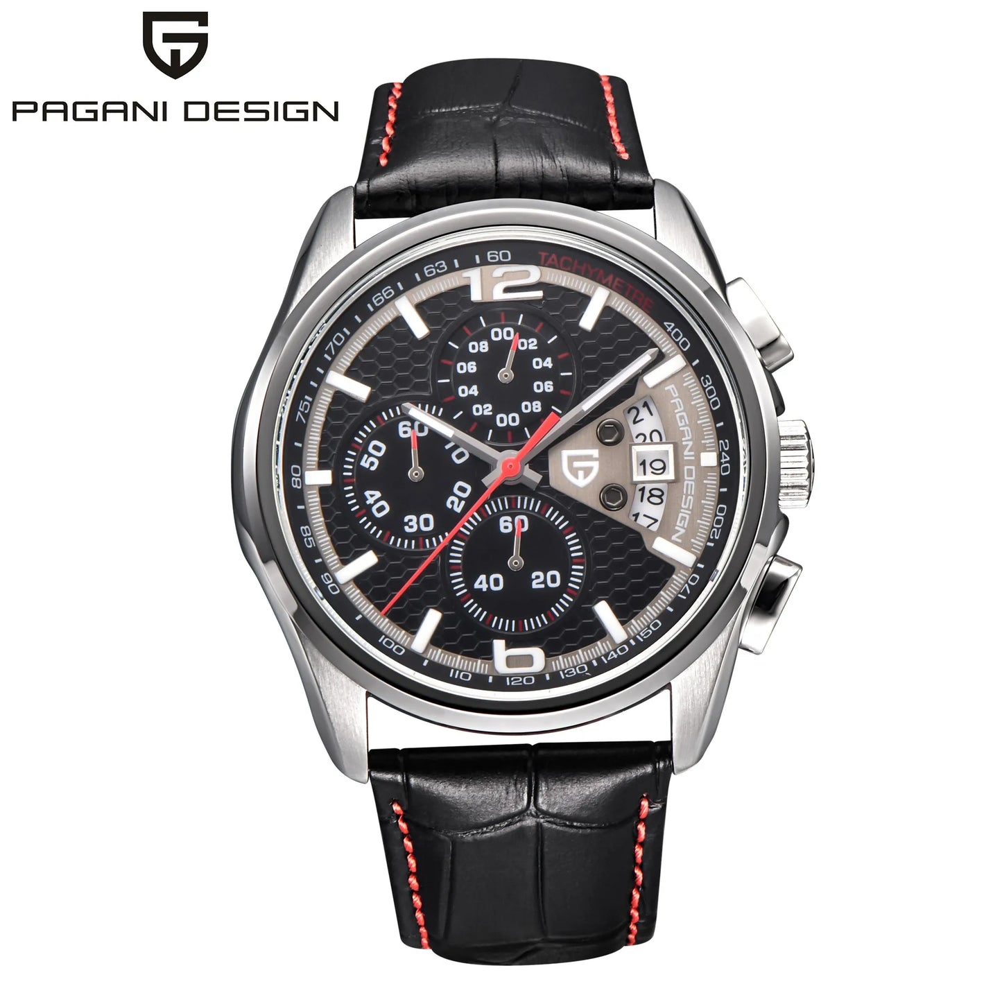 PAGANI DESIGN 2026 New Men's Quartz Watch Hardlex Crystal 50M Water Resistance Calendar Luminous Leather Strap Model PD3306