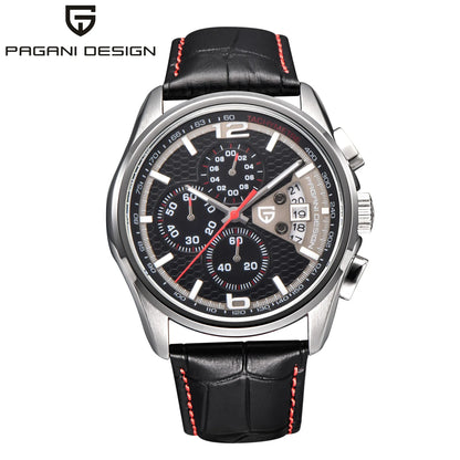 PAGANI DESIGN 2026 New Men's Quartz Watch Hardlex Crystal 50M Water Resistance Calendar Luminous Leather Strap Model PD3306