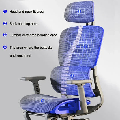 Ergonomic Gaming Chair with Adjustable Footrest, Reclining Office Chair, Posture Support Computer Chair with 2D/3D Armrests for Home Office