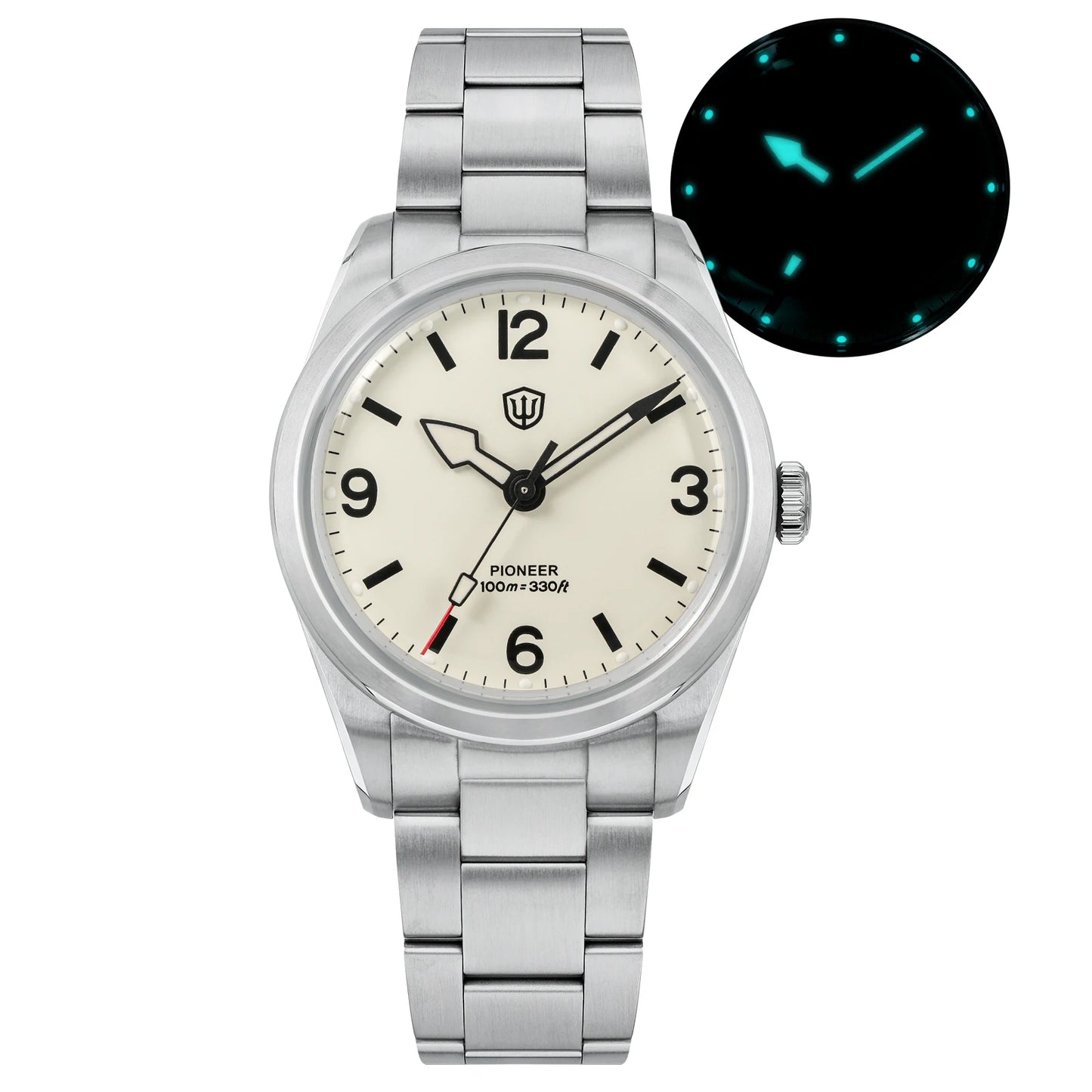Watchdives WD1960S V2 36Mm Vintage Cream Man Watches VH31 Sweep Seconds Quartz Watch Bubble K1 Sapphire Luminous Stainless Steel