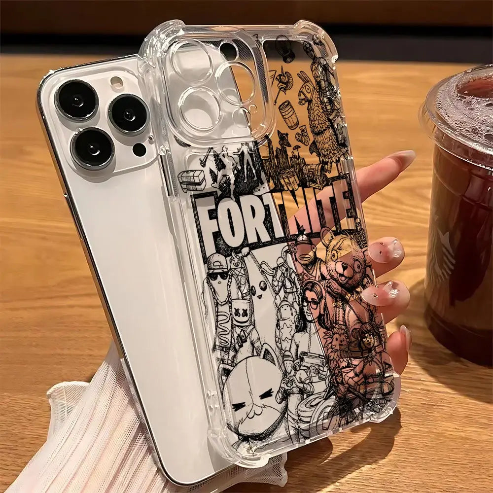 Fortnite Gaming-Handyhülle für Samsung Galaxy S26 S25 S24 S23 S22 S21 S20 Edge FE Ultra Plus 4G 5G – stoßfeste transparente TPU-Schutzhülle