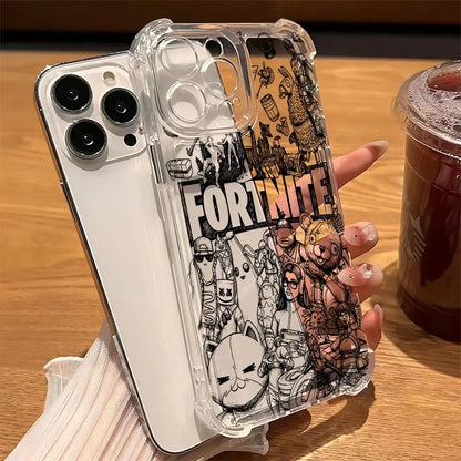 Fortnite Gaming-Handyhülle für Samsung Galaxy S26 S25 S24 S23 S22 S21 S20 Edge FE Ultra Plus 4G 5G – stoßfeste transparente TPU-Schutzhülle