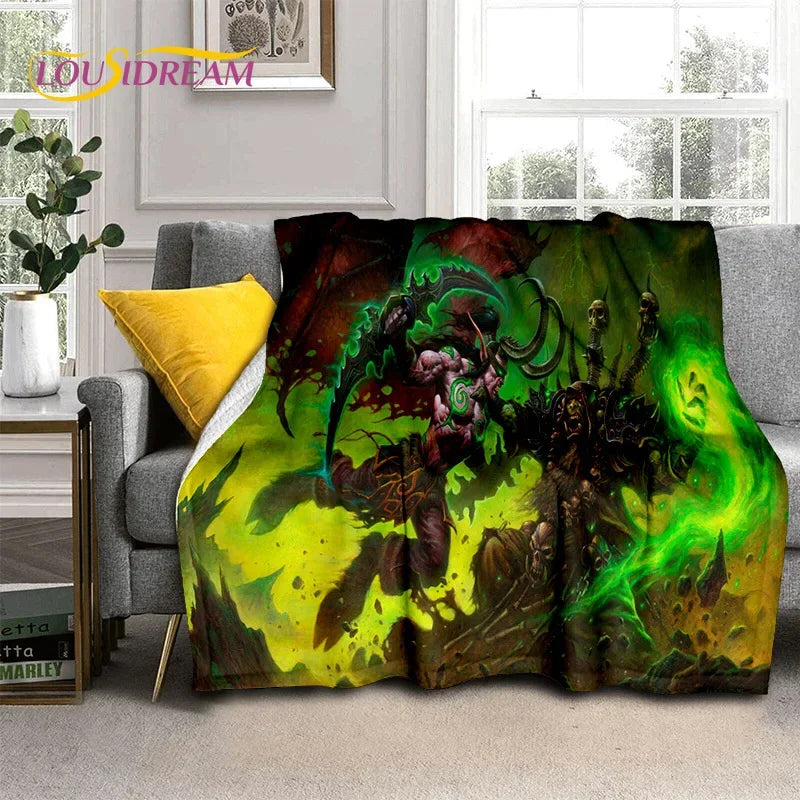 3D World of Warcraft Game WOW Lich King DH Blanket,Soft Throw Blanket for Home Bedroom Bed Sofa Picnic Travel Office Cover Kids