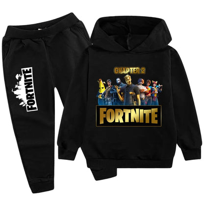 Fortnite Boys' and Girls' Fall/Winter Fashion Pocket Pants Hoodie Set Long-Sleeve Sweatshirt Halloween Costume Gift