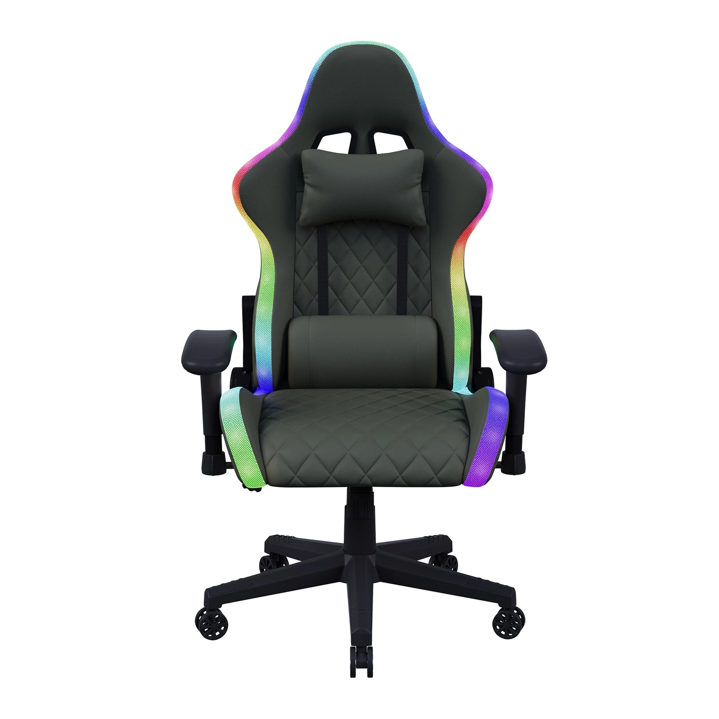 Gaming Chair with Massage Function, LED RGB Lights, Adjustable Reclining Gaming Chair with Lumbar Support, Headrest Pillow, Ergonomic Computer Chair 150KG Capacity