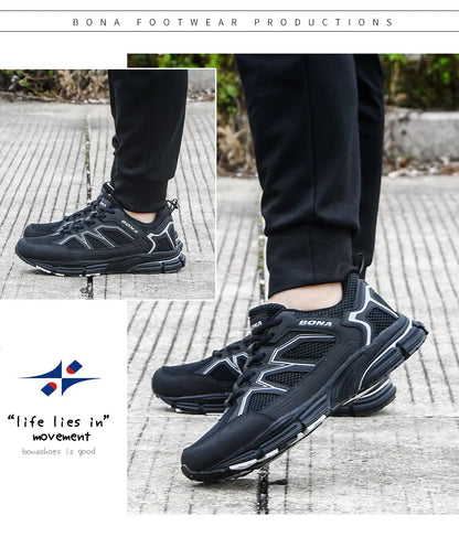 BONA 2023 New Designers Jogging Shoes Men Running Shoes Breathable Brand Sneakers Man Sports Training Walking Shoes Breathable m