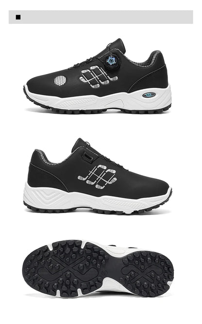 Professional Golf Shoes with Rotary Lock Buckle, Breathable, Shock-Absorbing, Non-Slip, Comfortable Support for Golf Course Swing Movements, Men's Casual Sports Shoes
