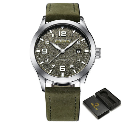 OCHSTIN Man Mechanical Pilot Wrist Watches Luxury Self Wind Leather Mechanic Male Clock Auto Date Relogio Masculino Gift for Men