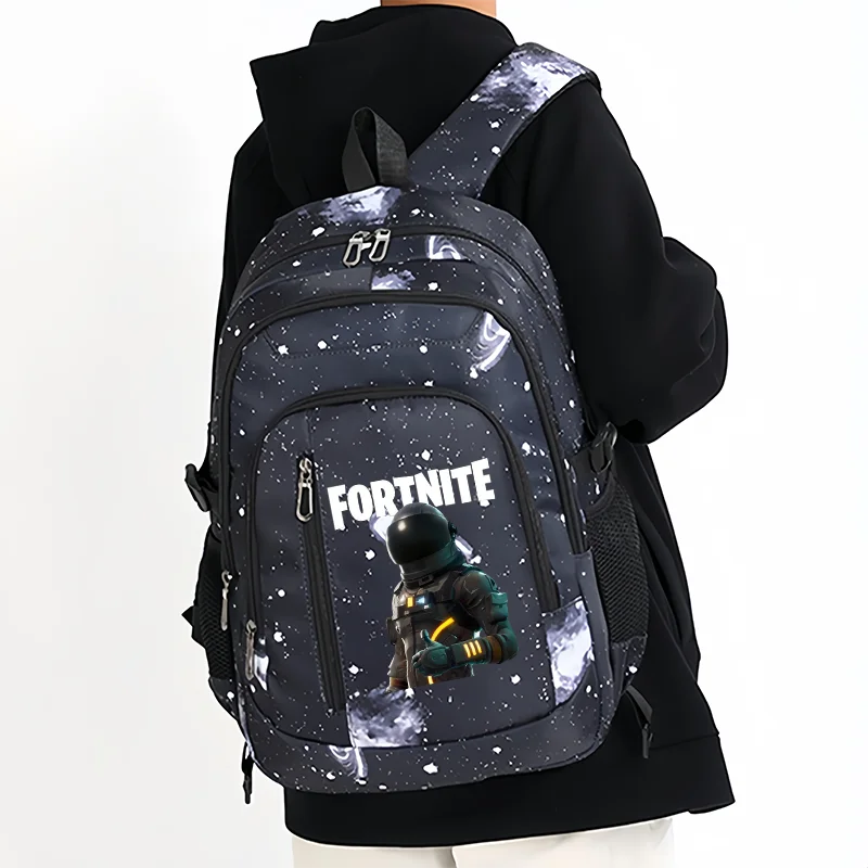 Раница Fortnite Starry Sky с голям капацитет, водоустойчива чанта за лаптоп с принт на игрови персонаж, ученическа раница за момчета и момичета за връщане в училище