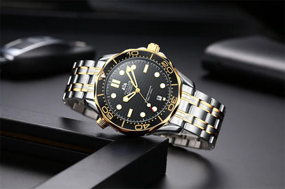 Luxury Automatic Watch for Men Stainless Steel Waterproof Calendar Mechanical Watches Fashion Casual Mens Watches Reloj Hombre