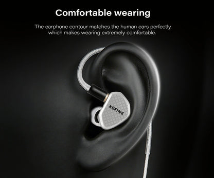 Angelears Kefine Klean SV 10mm DLC Diaphragm Dynamic Driver IEMs – Hi-Fi In-Ear Earphones with Interchangeable Nozzles &amp; Silver-Plated SPC Cable