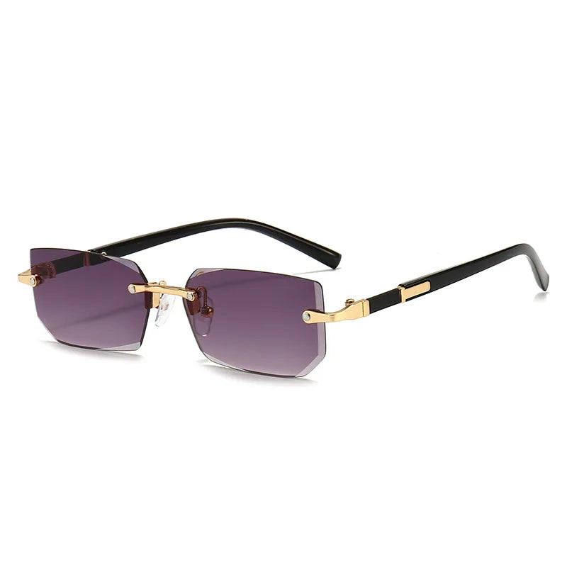 Vintage Rectangle Sunglasses Men New Rimless Fashion Beach Shades Women Trendy Luxury Brand Design Casual Anti-UV Sun Glasses