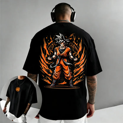 Dragon Ball -anime: Goku-kuvioinen puuvillainen T-paita, Harajuku, miehille ja naisille, kesä, uusi, suuri, väljä, rento, lyhythihainen yläosa