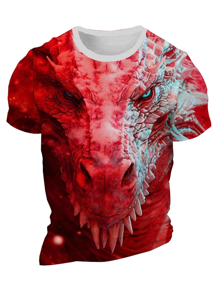 3D Dragon Print Men's T-shirt Summer Daily Casual Men's Street T-shirt Outdoor Sports Short Sleeve Urban Fashion Men's T-shirt