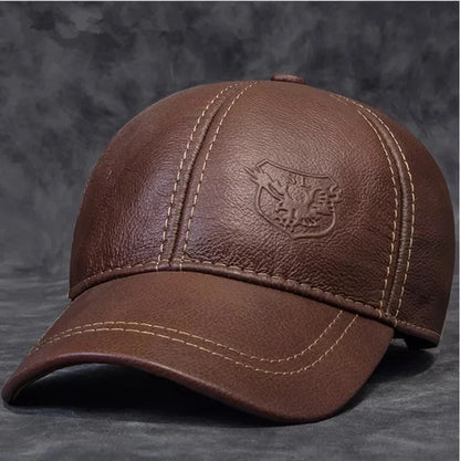 Cappellino da baseball da uomo in vera pelle di vacchetta, 56-60 cm, nero/marrone, con stampa aquila, per uomo, casual, streetwear, GF, Gorras, Dad Hat