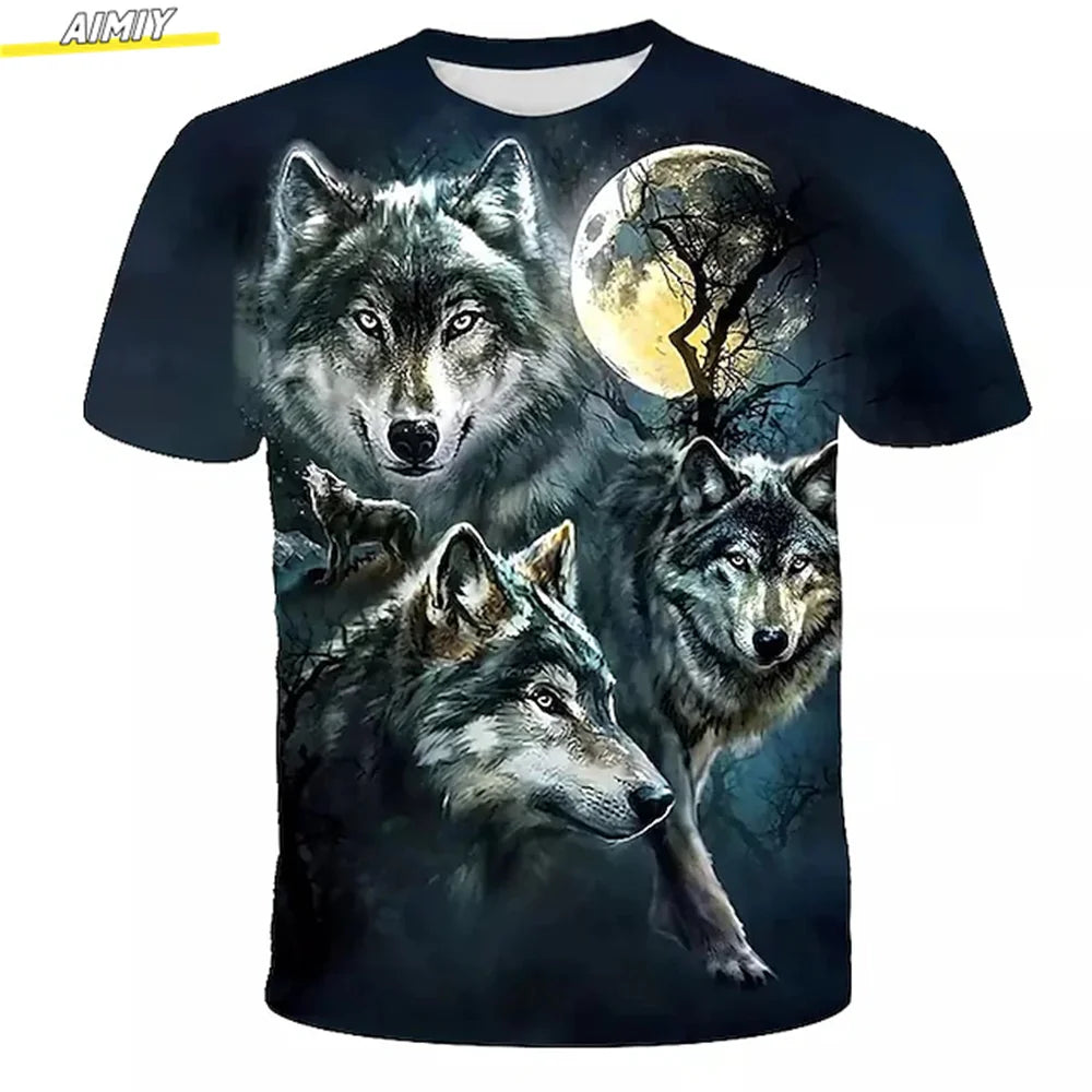 Мъжка тениска „Hipster Wolf“ с 3D печат, къс ръкав, модна лятна тениска, 3D животно, големи размери, с кръгла яка, за ежедневно носене и почивка