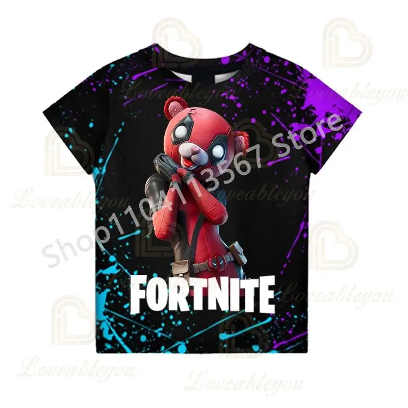 2PCS Suits F-Fortnite Victory 3D T-shirt Shorts Kids Tops Girls Boys Battle Royale Clothes Harajuku Tees Hero Children T-Shirt