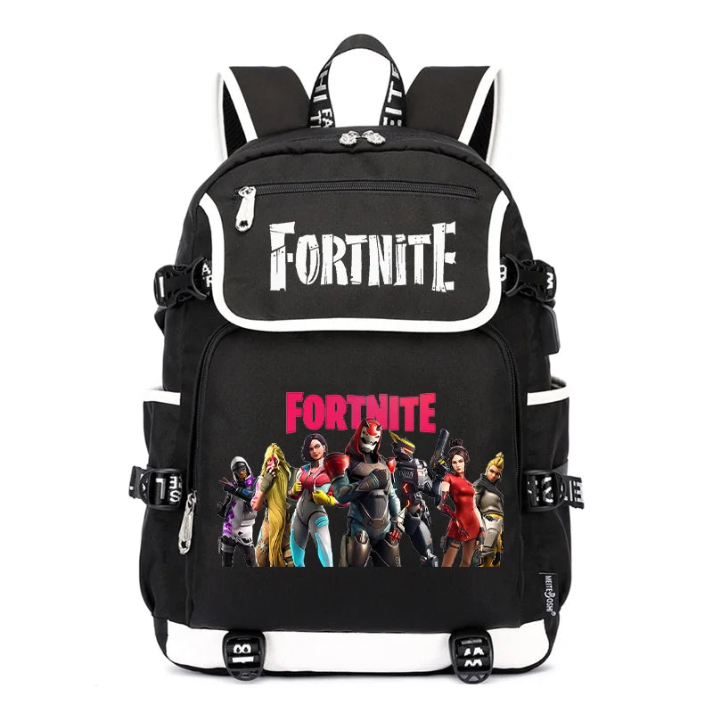 Fortnites раница с голям капацитет, ежедневна чанта за рамо с USB порт, унисекс аниме ученическа раница, нов стилен подарък за канцеларски принадлежности