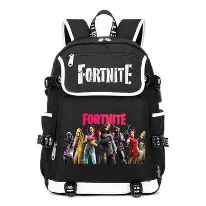 Fortnites раница с голям капацитет, ежедневна чанта за рамо с USB порт, унисекс аниме ученическа раница, нов стилен подарък за канцеларски принадлежности