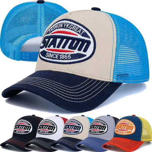 Nova uniseks klasična bejzbolska kapa STATION s uzorkom slova, mrežasta kapa za muškarce i žene, prozračna streetwear ljetna trucker kapa