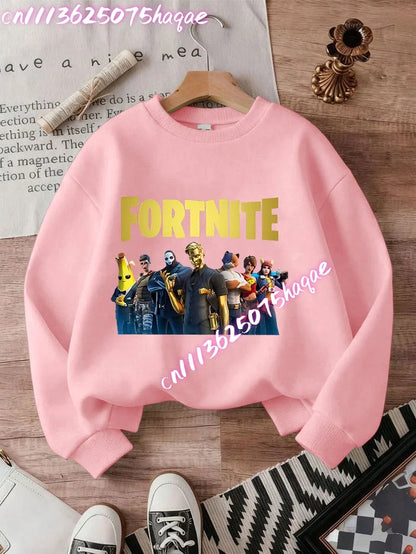 Fortnite Series Kids Sweatshirts Trendy Boys Girl Long Sleeves Pullover Tops Autumn Winter Cartoon Child Clothes Birthday Gifts