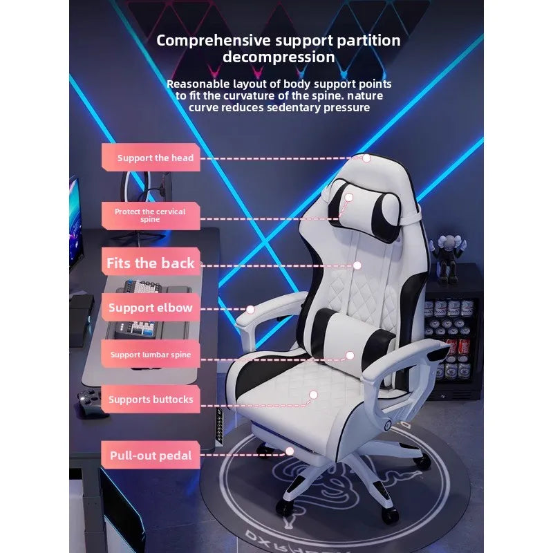 E-Sport-Stuhl für Herren, komfortabel für langes Sitzen, Computerstuhl mit verstellbarer Rückenlehne zum Entspannen