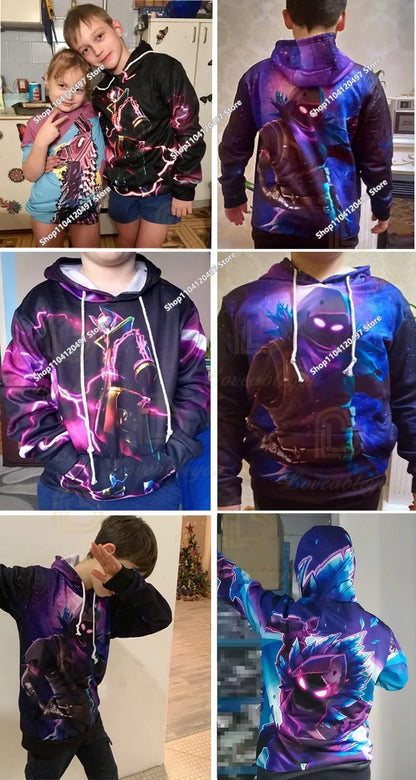 Game Fortnite Cosplay Hoodies Children's Adult Unisex Sweatshirt Pullover Hoodies Coat Casual Uniforms Halloween Outfits
