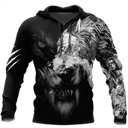 Fashion Autumn Lion, Wolf Hoodies White Tiger Skin 3D All Over Printed Men's Sweatshirt Unisex Zip Pullover Casual Jacket
