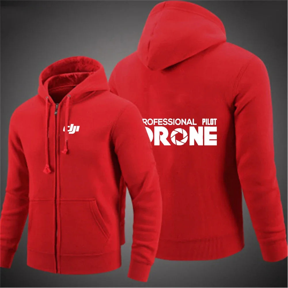 Dji Professional Pilot Drone Spring Autumn Casual Men's Solid Color Zipper Pullover Hoodie Coats Sportswear Fashion Long Sleeve, Produit gaming premium Fraquane