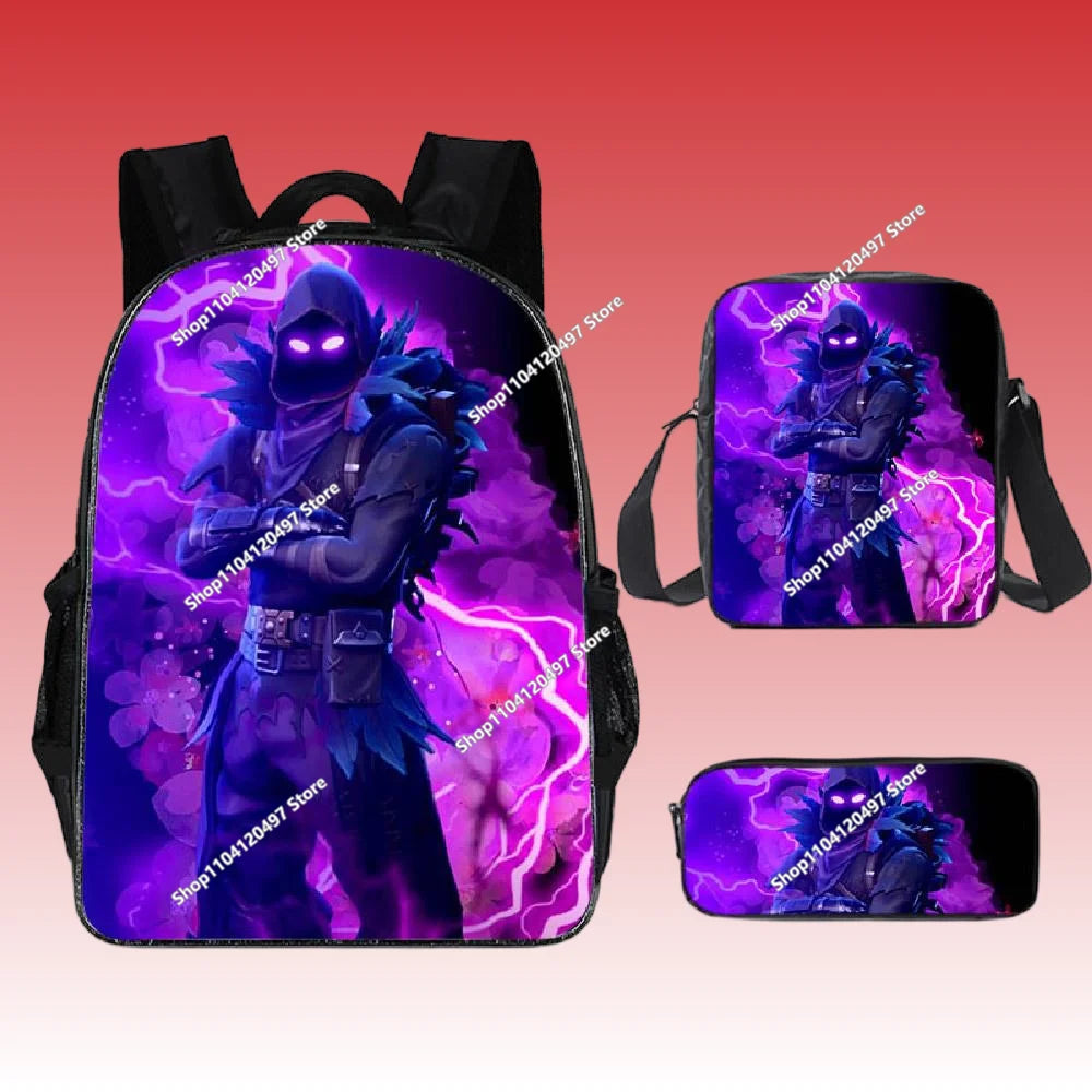 3pcs/set Fortnite Game Backpack Anime Cartoon Large Capacity Student School Bags Pencil Bag Kawaii Lunch Bag Birthday Gifts