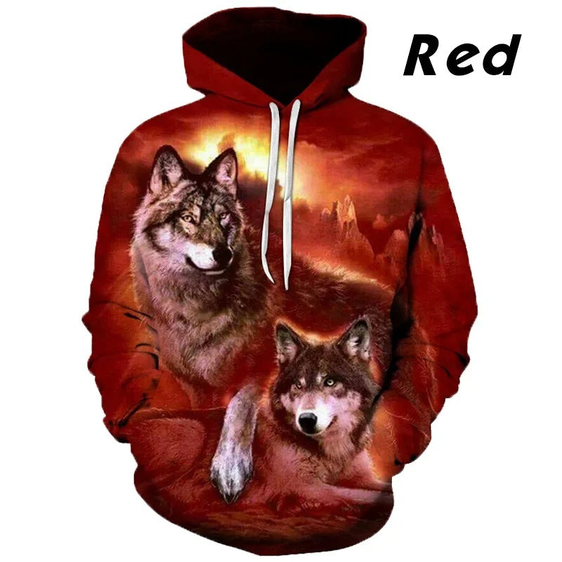 Sudadera con capucha de lobo impresa en 3D, superventas en Europa y EE. UU. Sudadera de moda de manga larga, moderna y con personalidad, con estampado de animal.