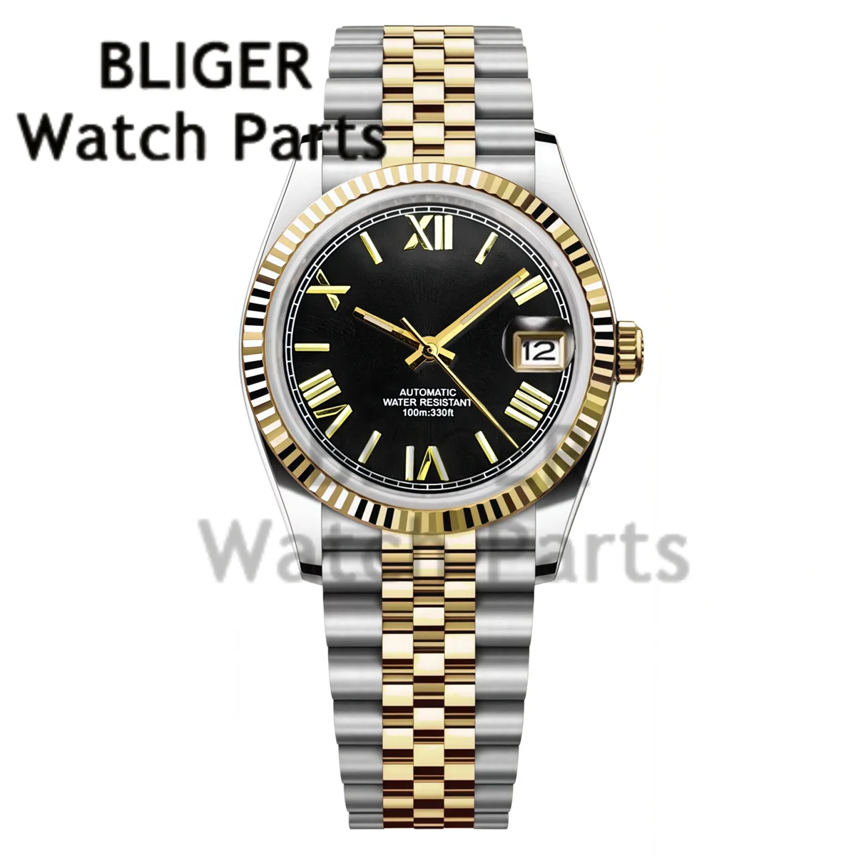 BLIGER 36MM 39MM Luxury Gold NH35 Automatic Mechanical Wristwatch Roman Number Men Watches Sapphire Crystal 10Bar Reloj Hombre