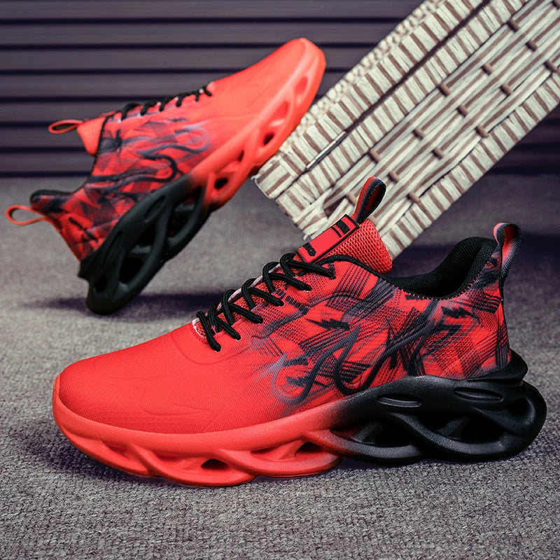 Men's Running Shoes Mesh Breathable Flat Cushioning Soft Comfortable Sneakers Outdoor Gym Trendy Casual Jogging Shoes for Men