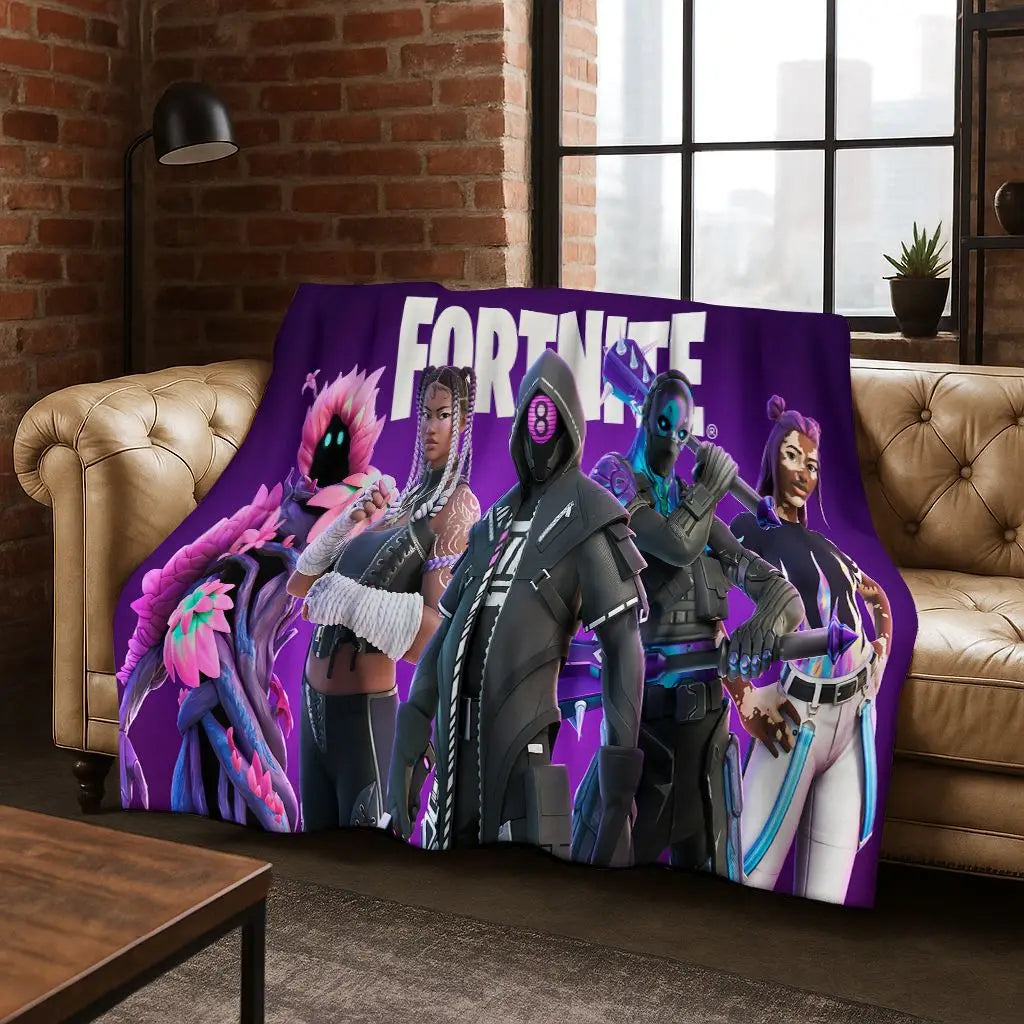 3D F-Fortnite Game Cartoon Flannel Blanket Soft Warm Throw Blanket for Bed Bedroom Room Living Room Travel Camping Kids Gift