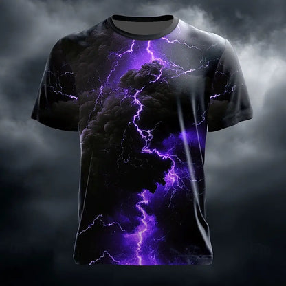 Men's Optical Illusion Lightning T-Shirt Short Sleeve T-Shirt 3D Print Crew Neck Shirt Casual Summer Spring All Seasons Clothing
