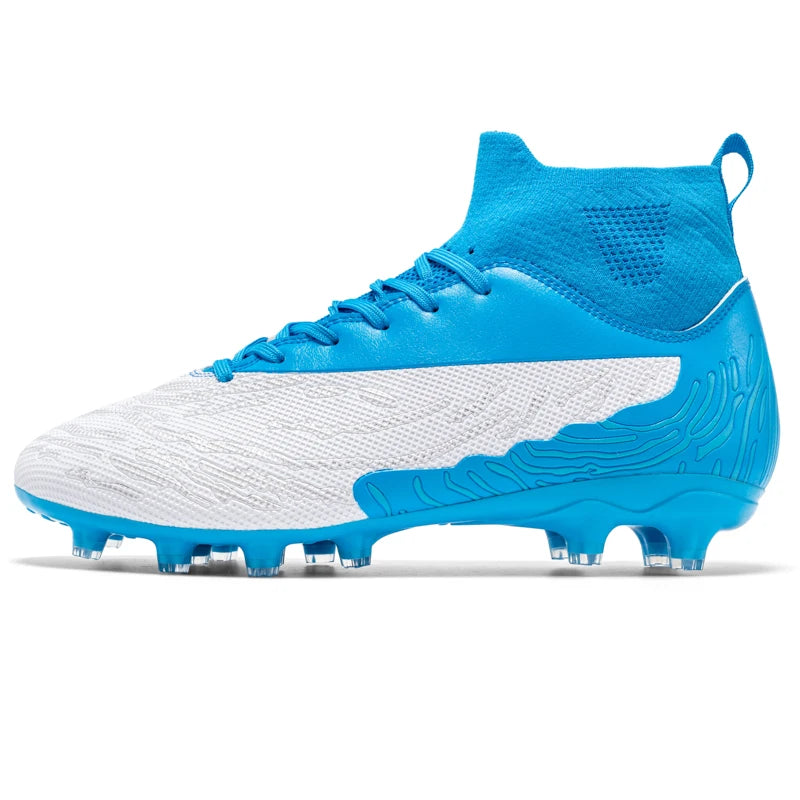 Chaussures de Football noires pour hommes, crampons AG/FG, bottes d'entraînement pour hommes, chaussures de Sport à cheville haute, baskets pour enfants et adultes 35-45