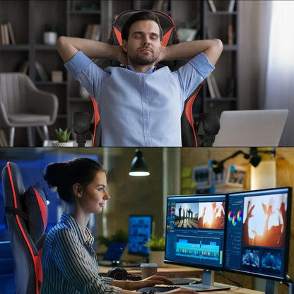 Ergonomic Gaming Chair with Massage Function, Adjustable Reclining Computer Chair with Footrest, Lumbar Support, Headrest & Armrests