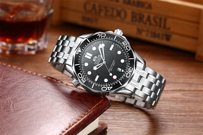 Luxury Automatic Watch for Men Stainless Steel Waterproof Calendar Mechanical Watches Fashion Casual Mens Watches Reloj Hombre