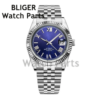 BLIGER 36MM 39MM Luxury Gold NH35 Automatic Mechanical Wristwatch Roman Number Men Watches Sapphire Crystal 10Bar Reloj Hombre